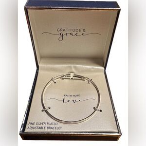 Gratitude & Grace "Faith Hope Love" Sideways Cross Bangle